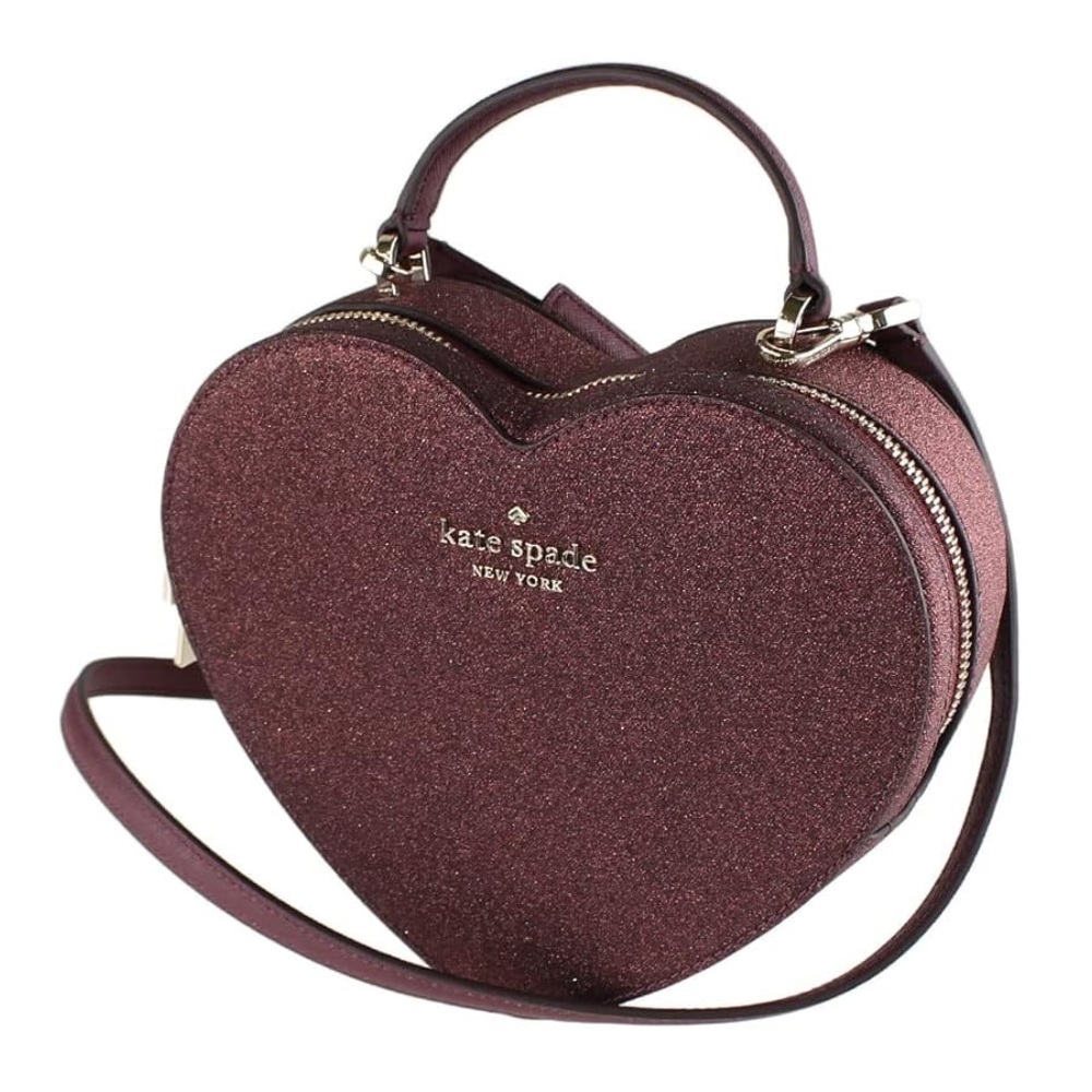 NWOT Kate Spade Love Shack Small Heart Deep Nova Glitter Fabric Crossbody Purse